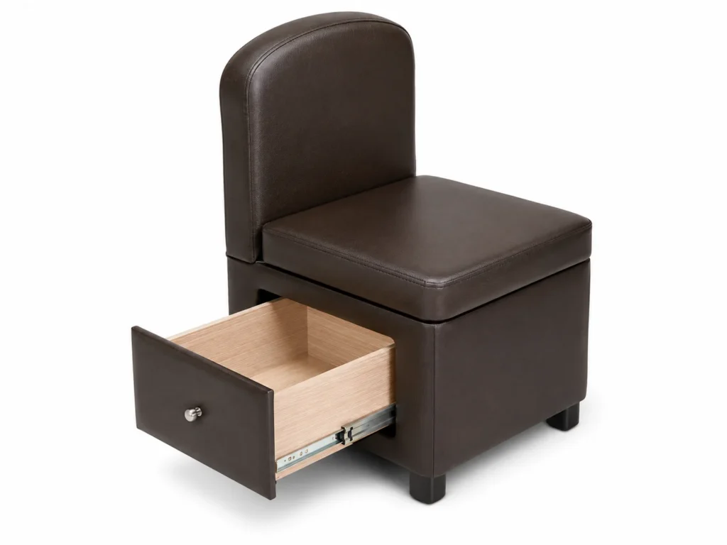Premium Storage Salon Chair – Espresso Brown