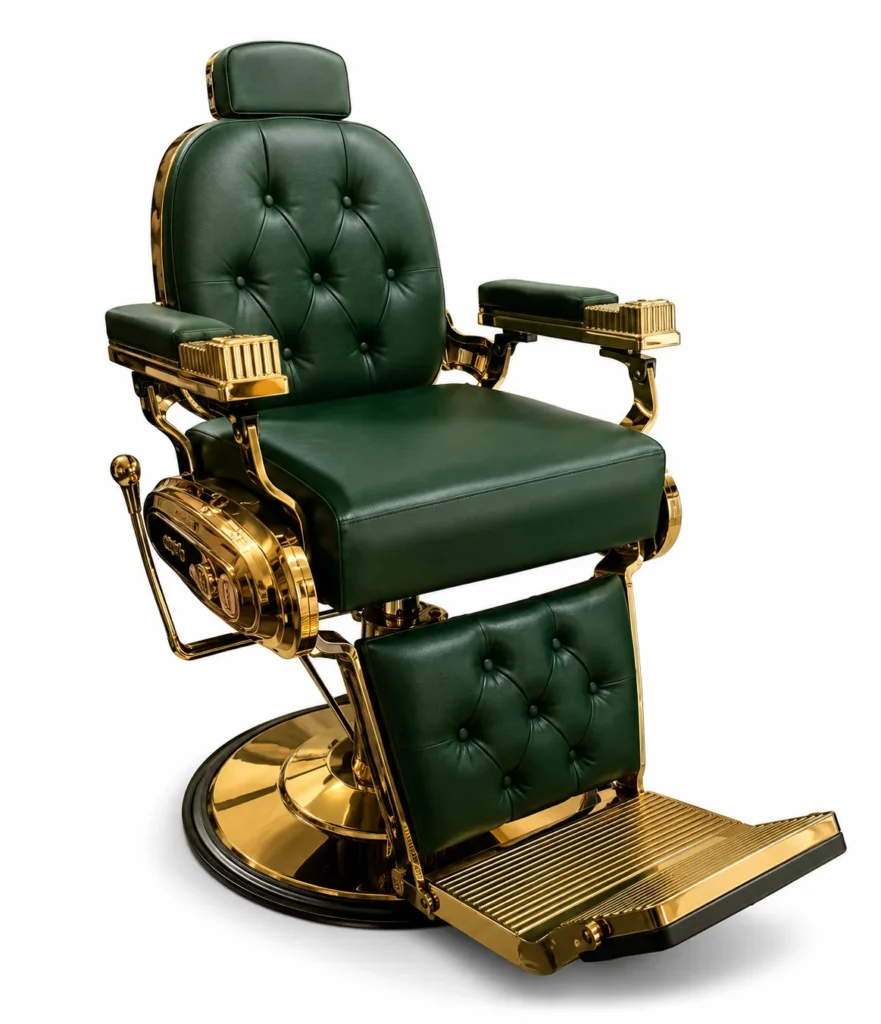 Premium Barber Chair – Emerald Green