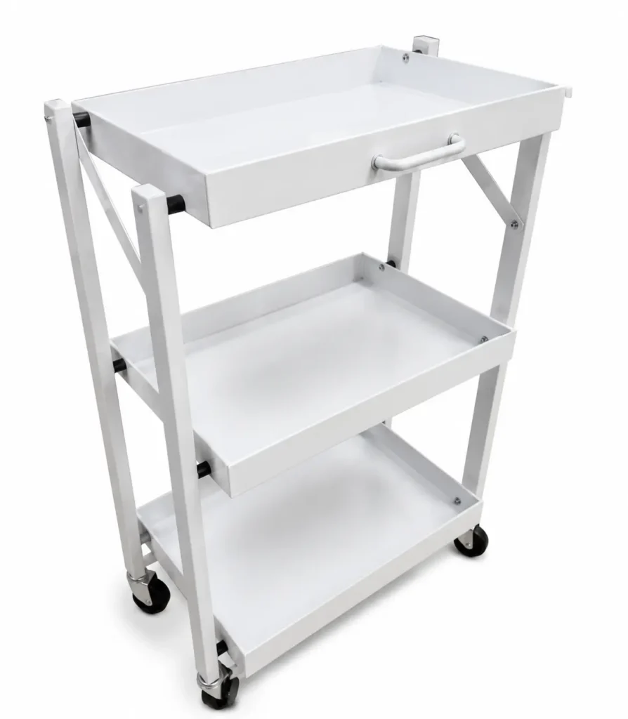 Arctic White Professional 3-Tier Salon Trolley