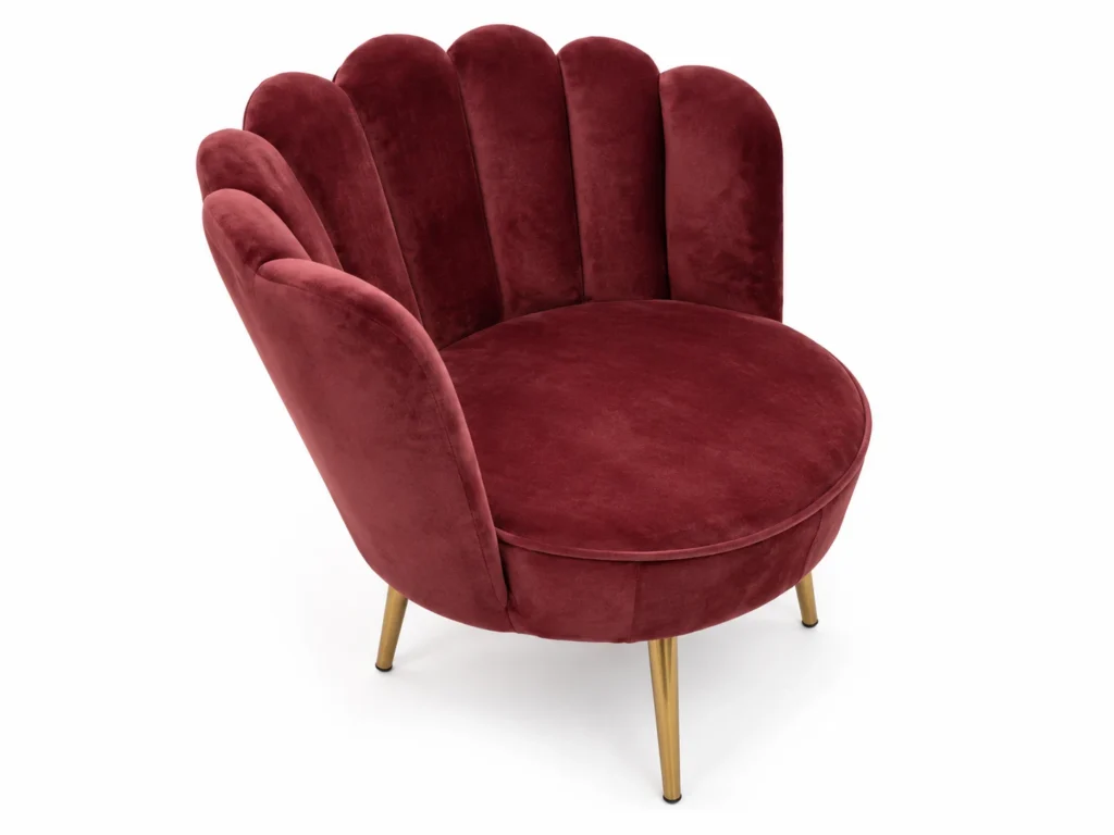 Burgundy Velvet Shell Accent Lounge Chair