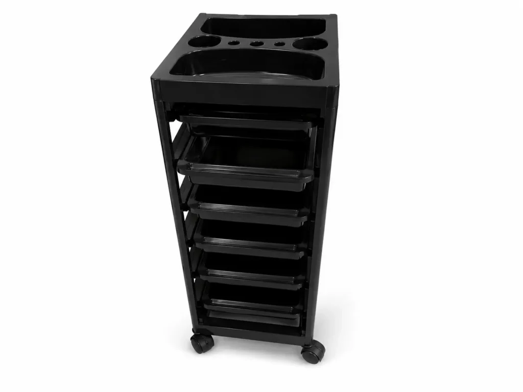 Matte Black 6-Tray Professional Salon Trolley