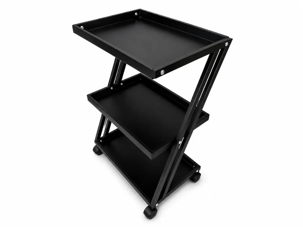 Matte Black 3-Tier Salon Utility Trolley