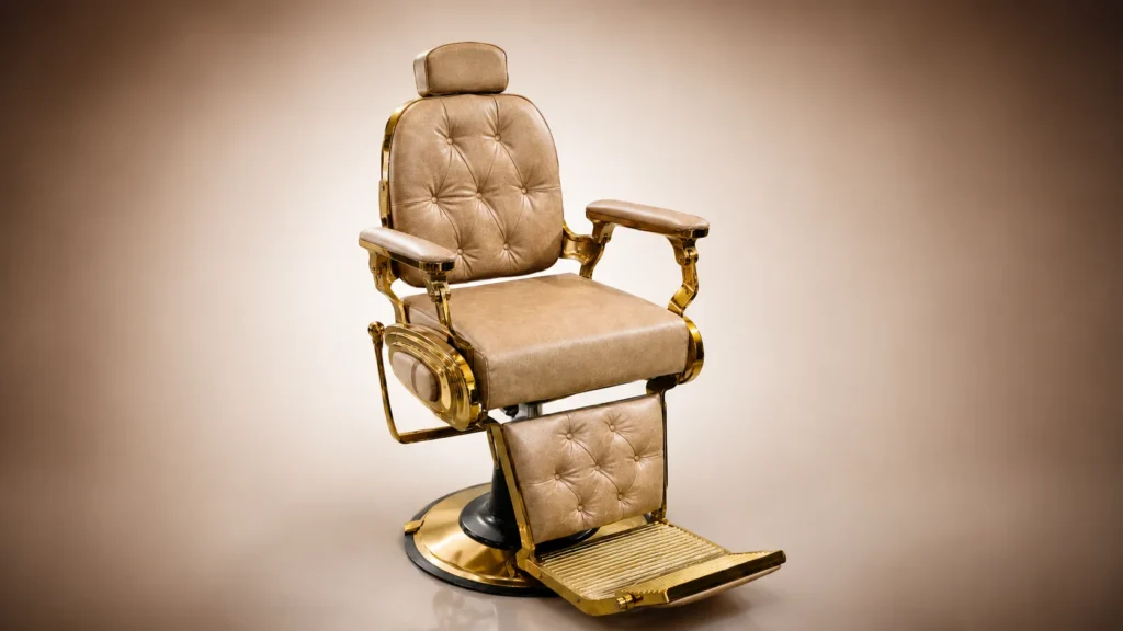 Royal Taupe & Gold Classic Barber Chair